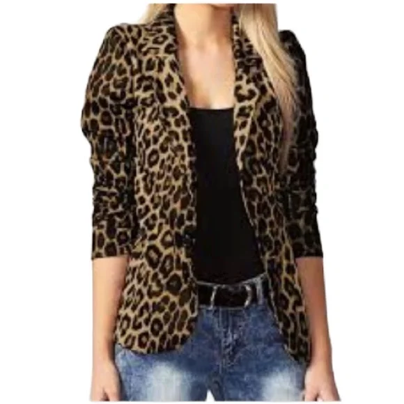 🇺🇸Lane Bryant Leopard Print One Button Blazer - Picture 1 of 11